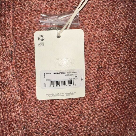 A.N.A. Womens Rust Tweed Marled Cable Knit V-Neck Sweater. Size MT(Med Tall) 9 - Picture 8 of 8